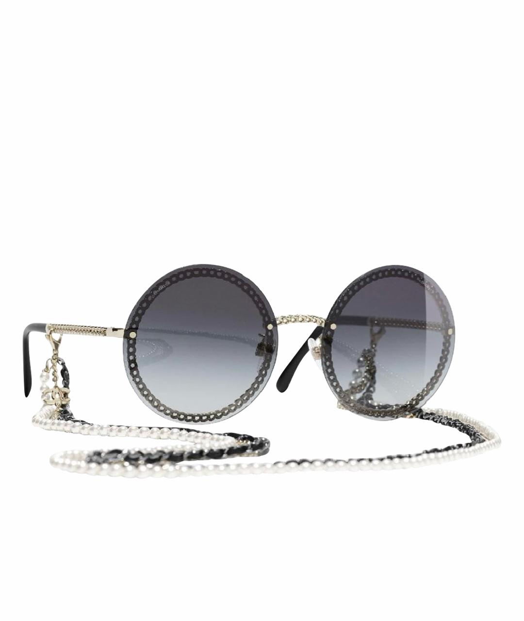 CHANEL Черные металлические солнцезащитные очки, фото 1
