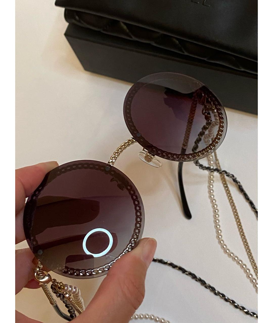 CHANEL Черные металлические солнцезащитные очки, фото 4