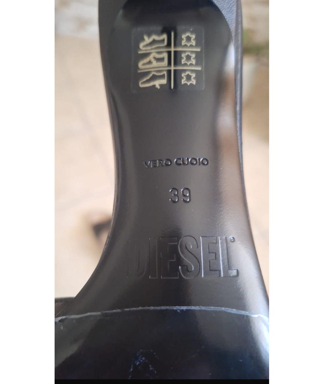 DIESEL Черные кожаные мюли, фото 8