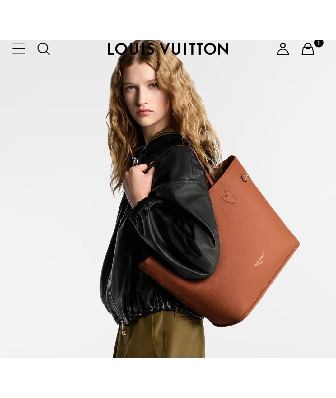 LOUIS VUITTON Коричневая кожаная сумка тоут, фото 7