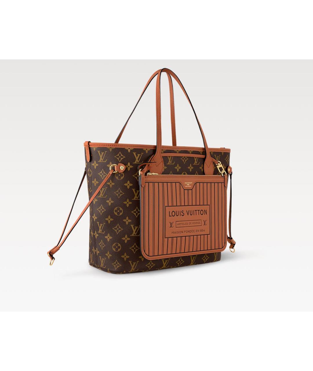 LOUIS VUITTON Коричневая кожаная сумка тоут, фото 9