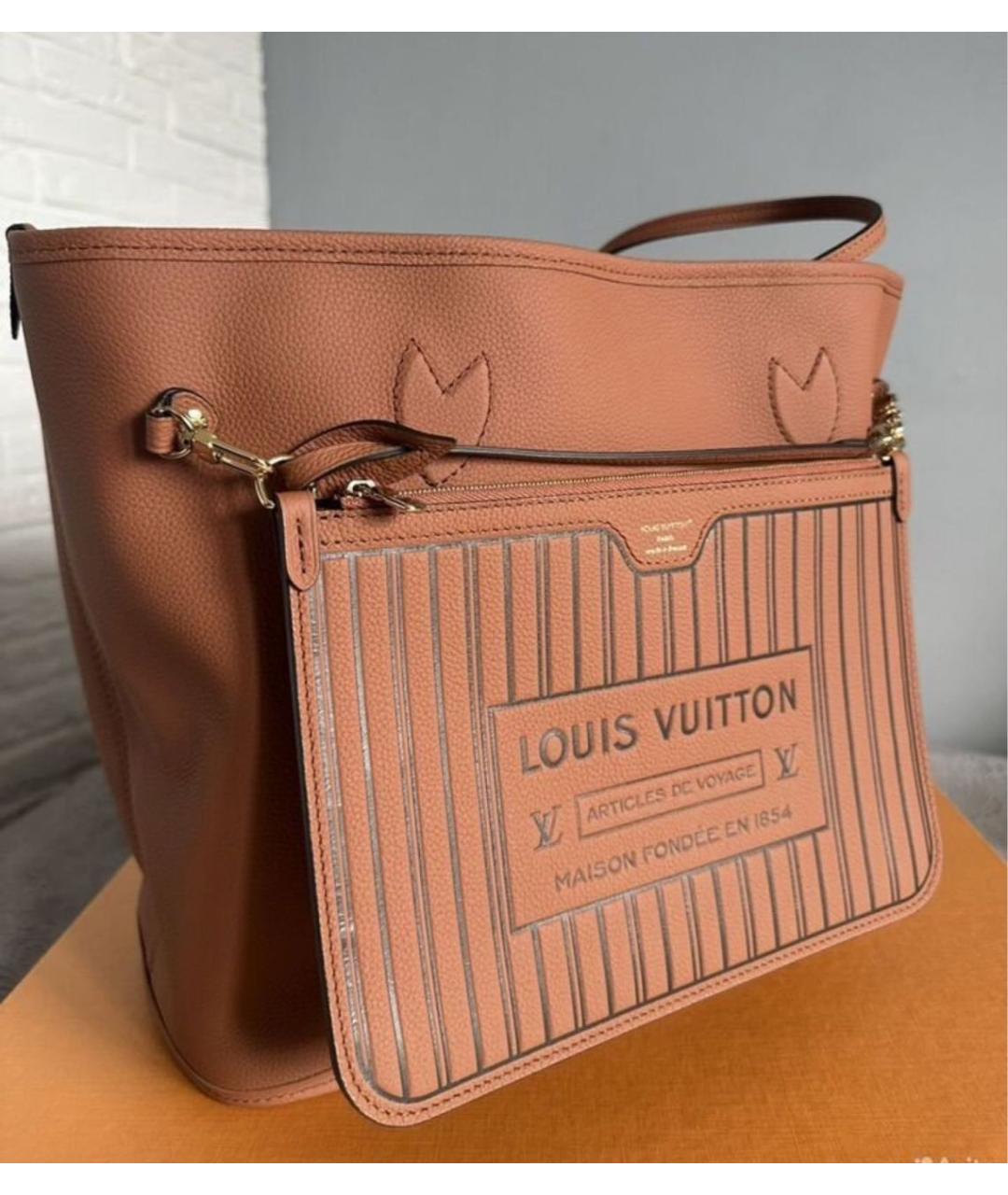 LOUIS VUITTON Коричневая кожаная сумка тоут, фото 2