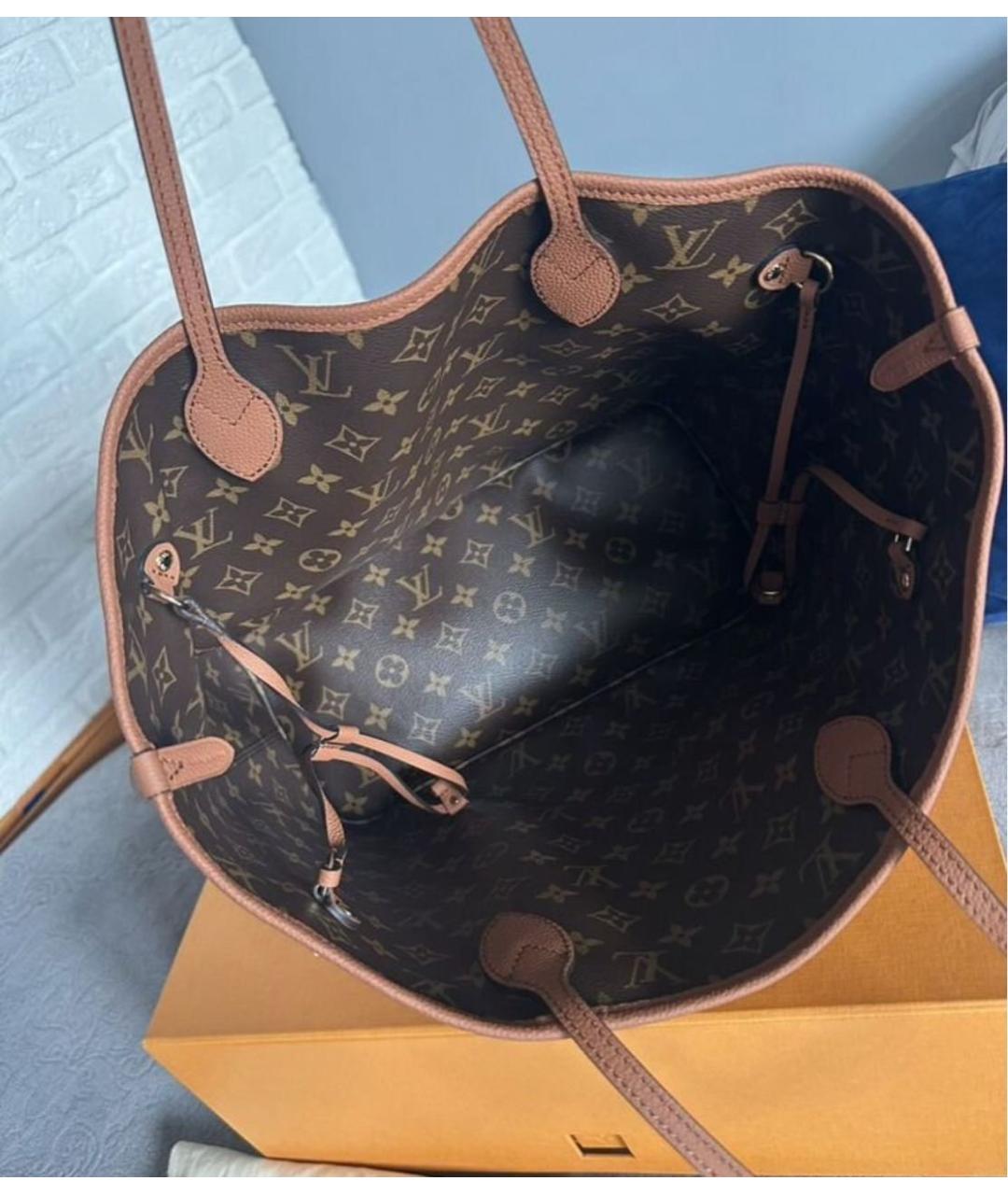 LOUIS VUITTON Коричневая кожаная сумка тоут, фото 4