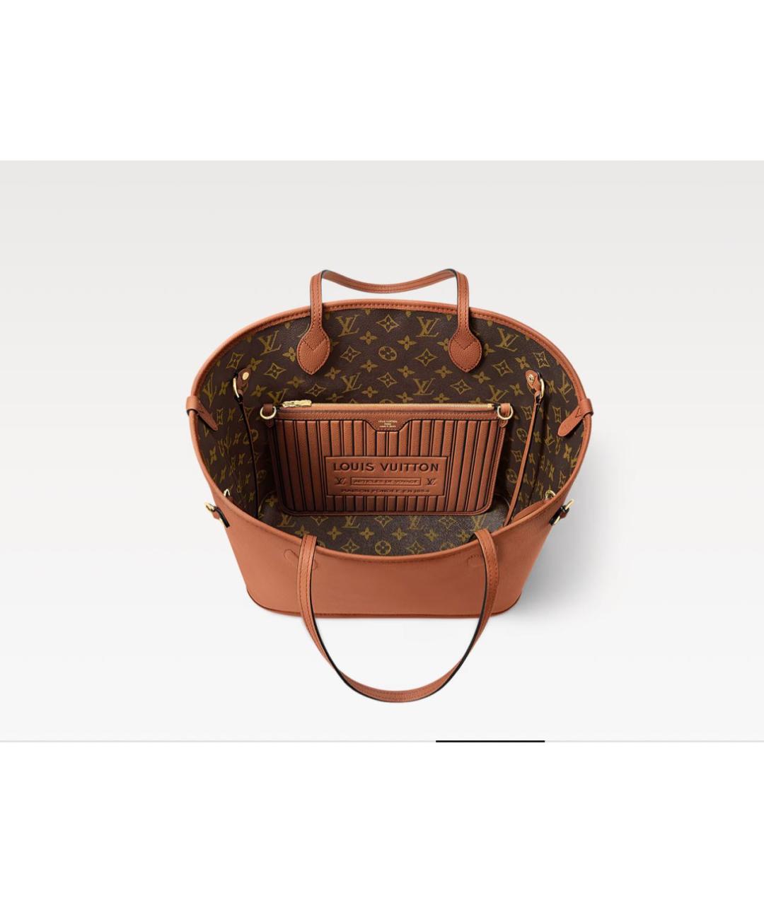 LOUIS VUITTON Коричневая кожаная сумка тоут, фото 6