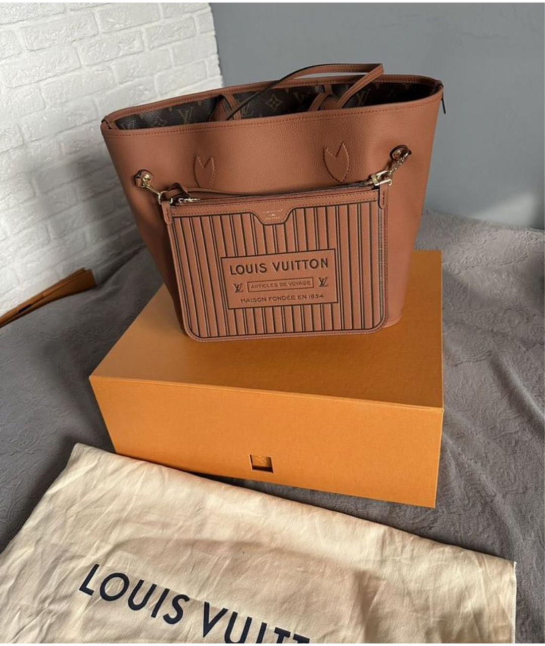 LOUIS VUITTON Коричневая кожаная сумка тоут, фото 3