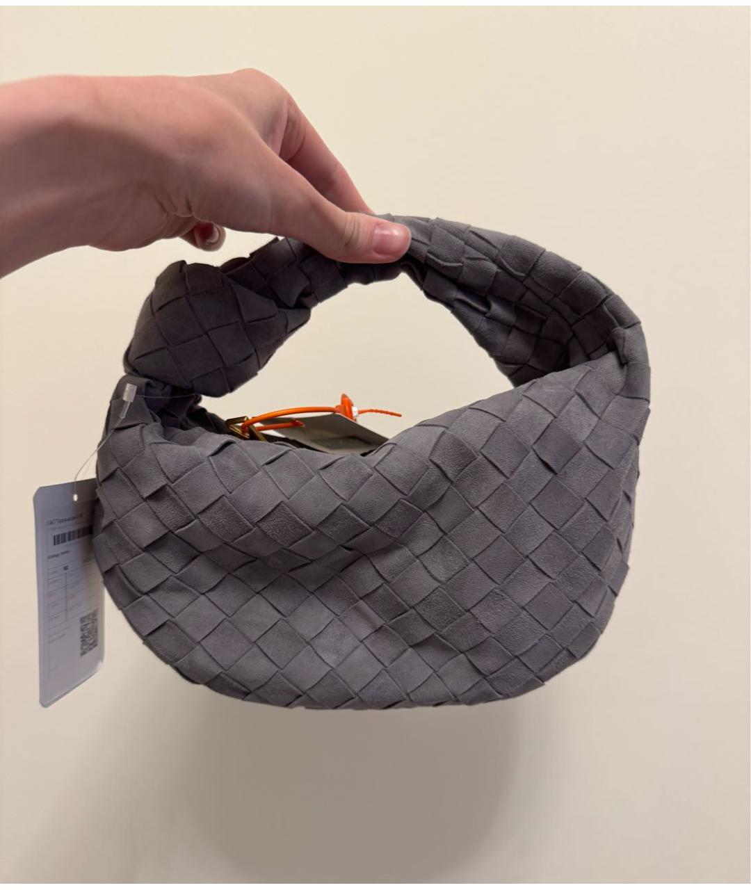 BOTTEGA VENETA Антрацитовая замшевая сумка с короткими ручками, фото 2