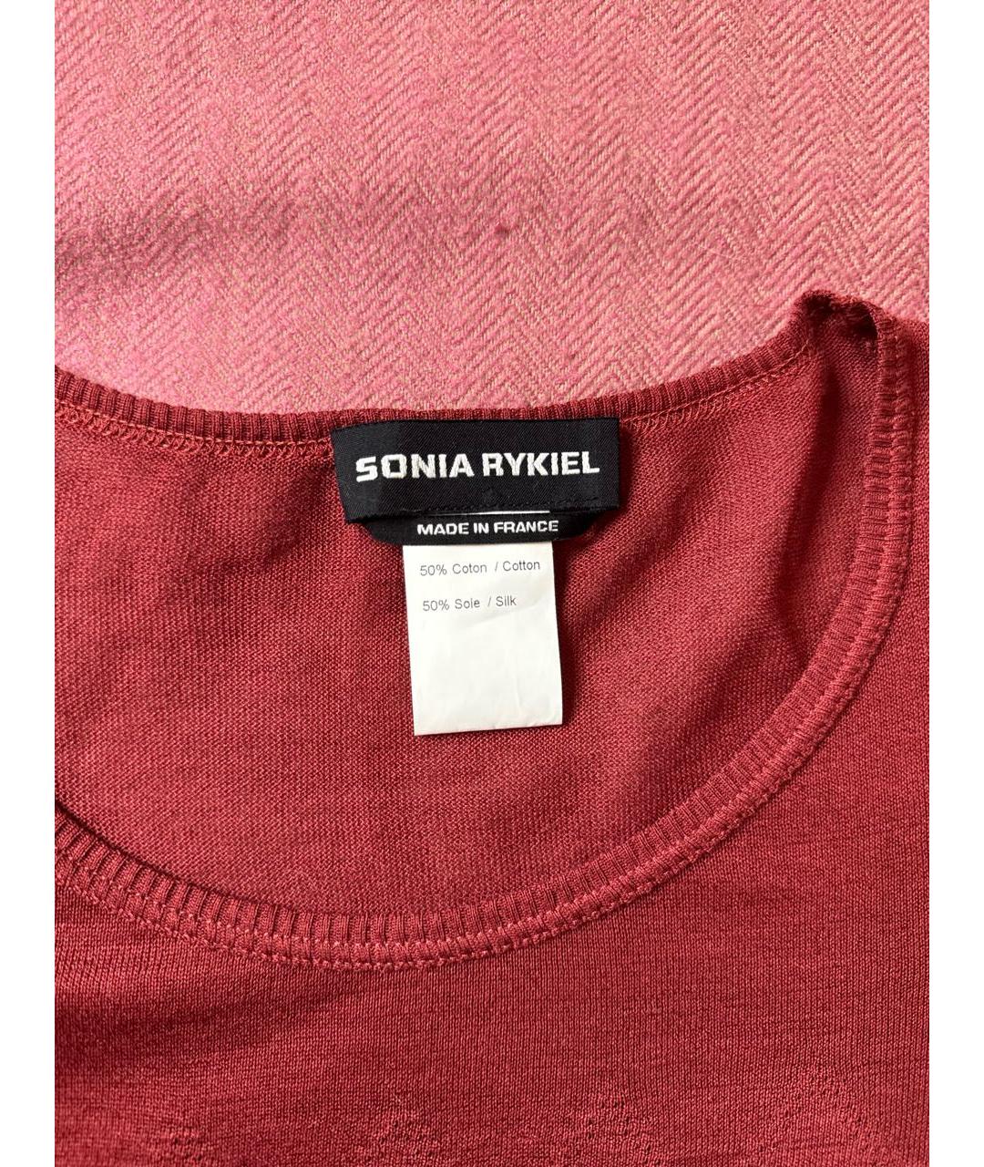 SONIA RYKIEL Бордовая шелковая футболка, фото 3