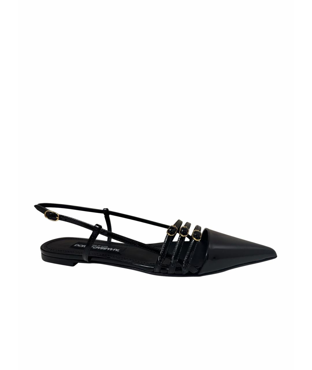 DOLCE&GABBANA Черные балетки из лакированной кожи, фото 1