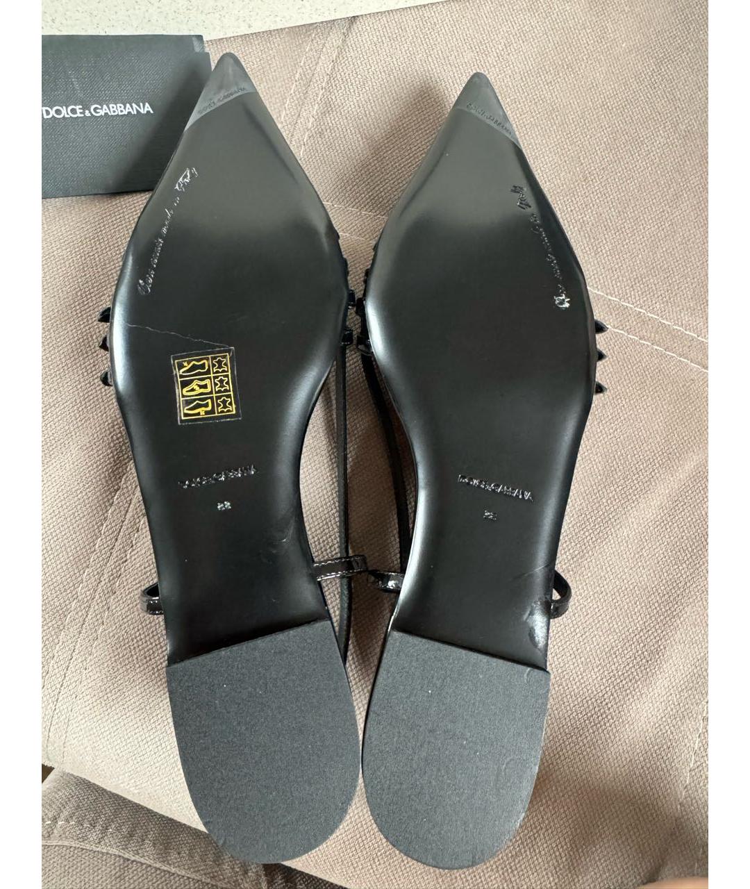 DOLCE&GABBANA Черные балетки из лакированной кожи, фото 4