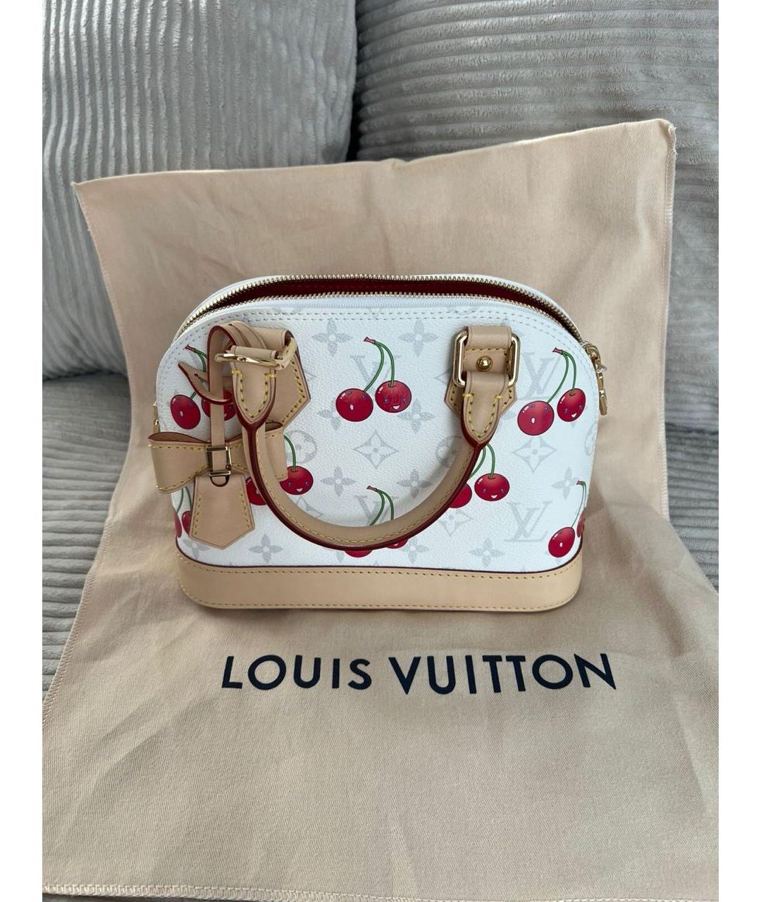 LOUIS VUITTON Белая кожаная сумка с короткими ручками, фото 7