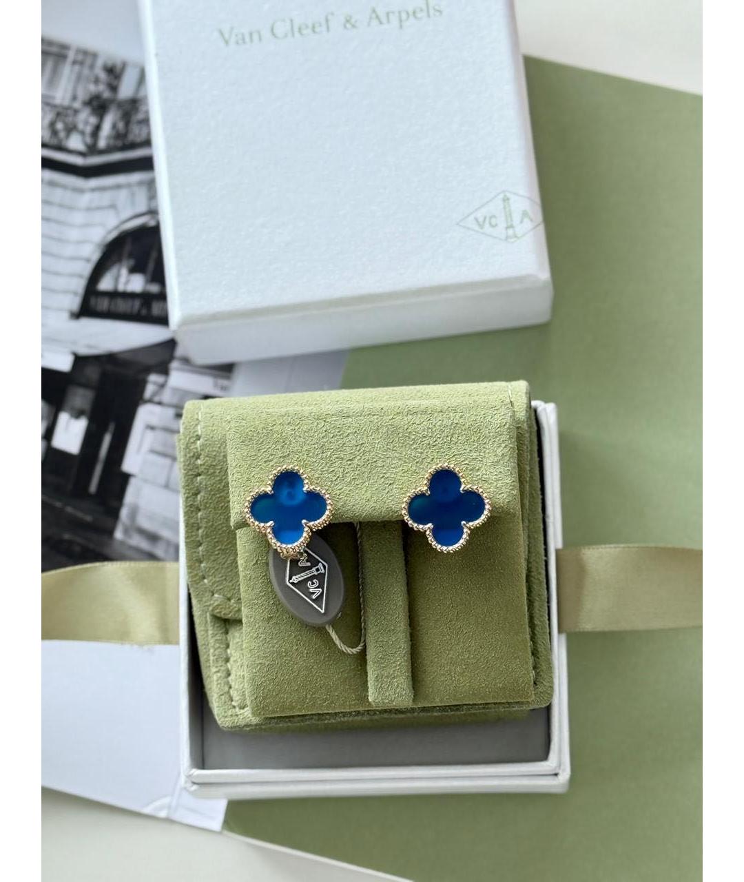 VAN CLEEF & ARPELS Синие серьги из желтого золота, фото 2
