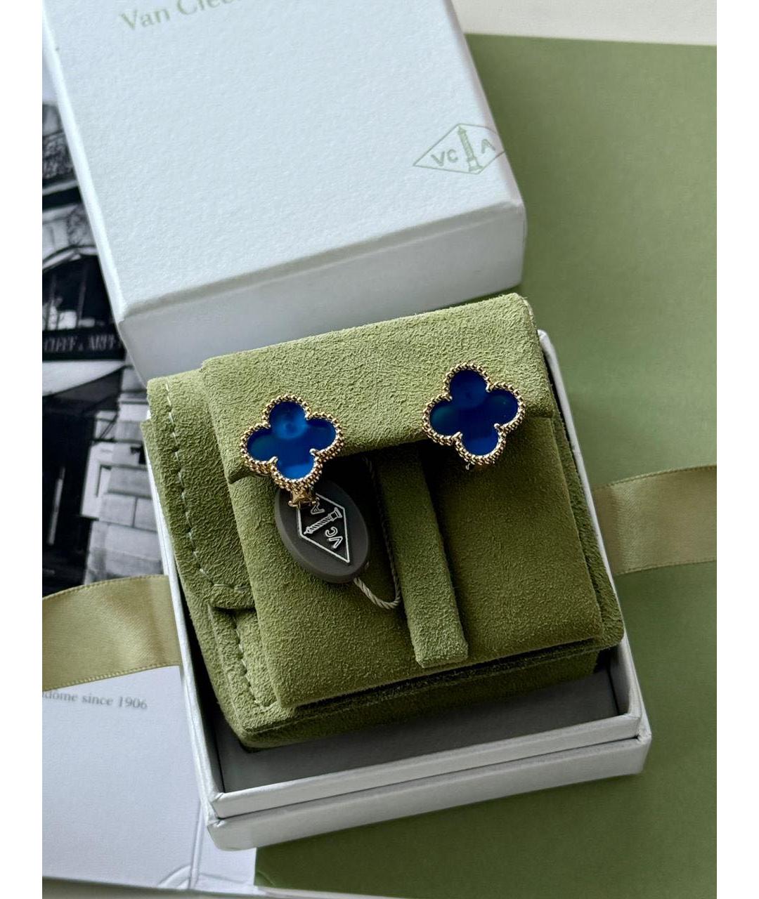 VAN CLEEF & ARPELS Синие серьги из желтого золота, фото 3