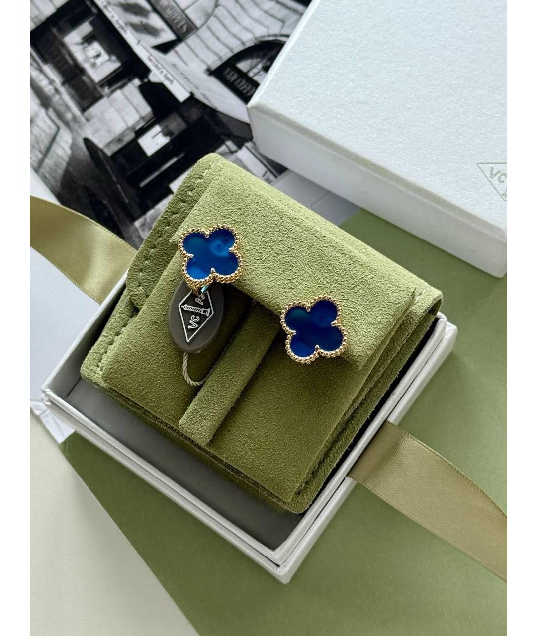 VAN CLEEF & ARPELS Синие серьги из желтого золота, фото 4