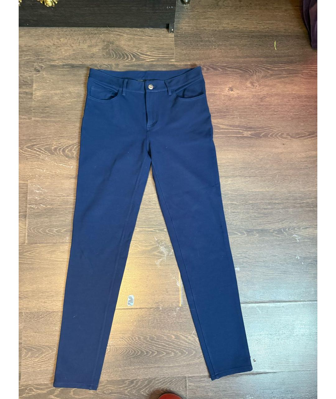 RALPH LAUREN Темно-синие хлопко-эластановые прямые брюки, фото 6