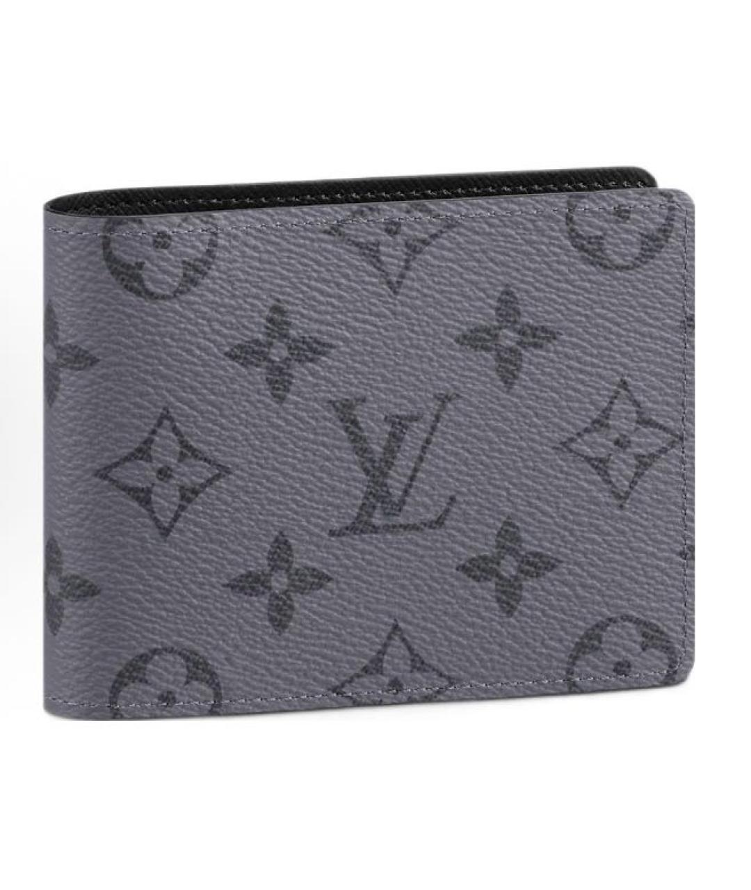 LOUIS VUITTON Антрацитовый кожаный кошелек, фото 6