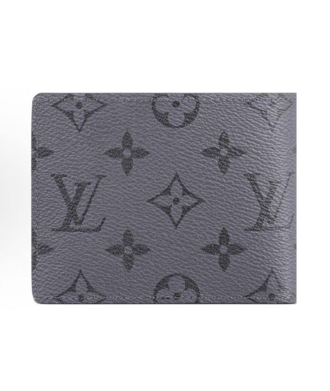 LOUIS VUITTON Антрацитовый кожаный кошелек, фото 2