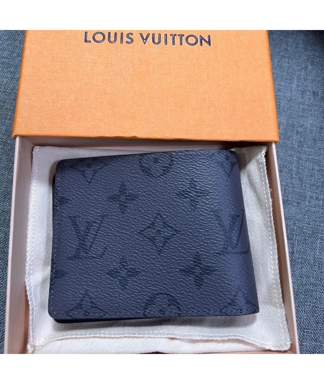 LOUIS VUITTON Антрацитовый кожаный кошелек, фото 5