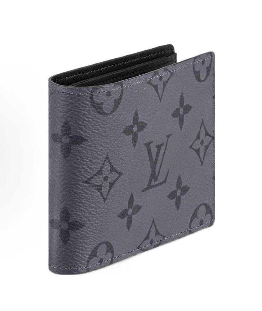 LOUIS VUITTON Антрацитовый кожаный кошелек, фото 3