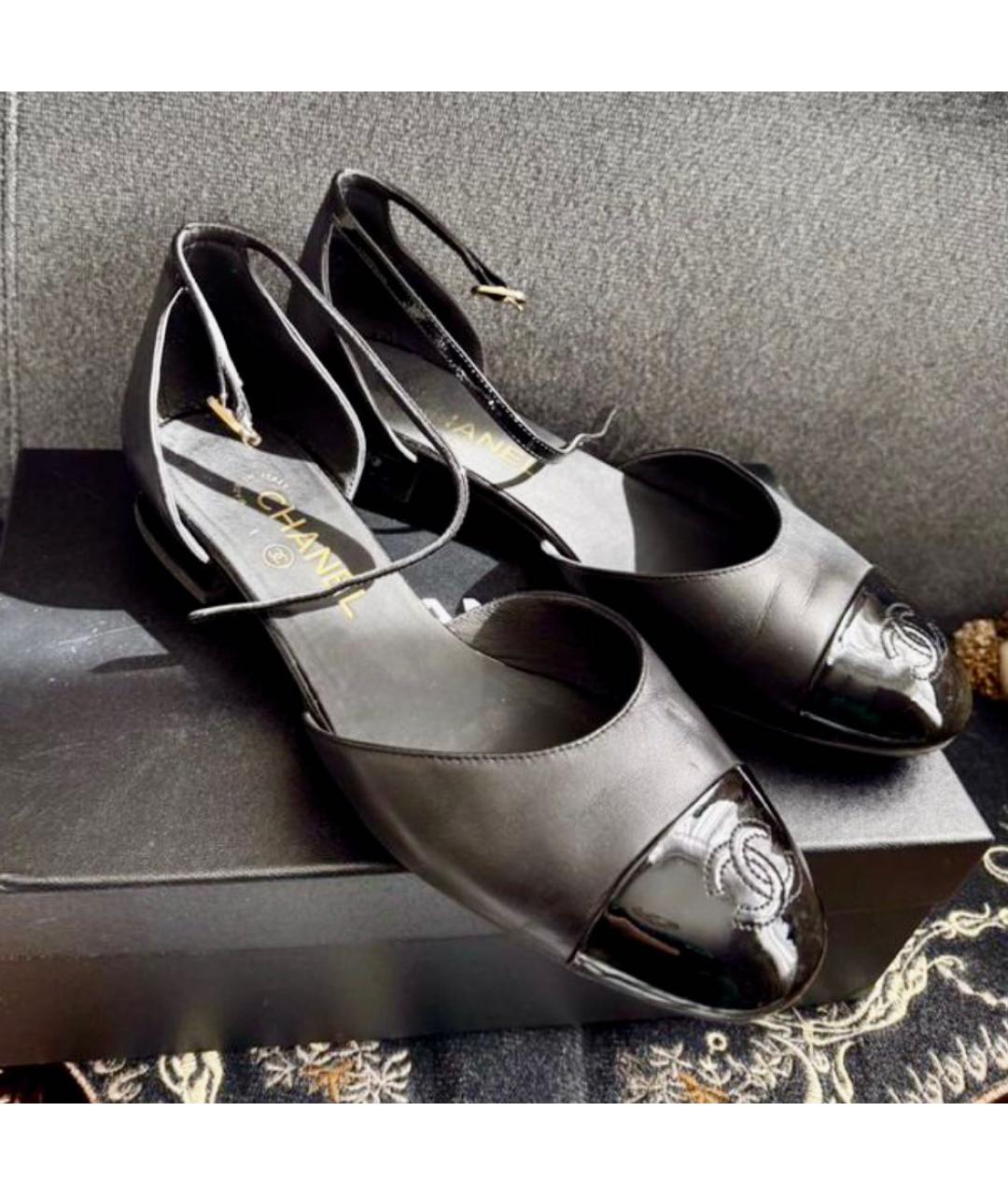 CHANEL Черные кожаные туфли, фото 6