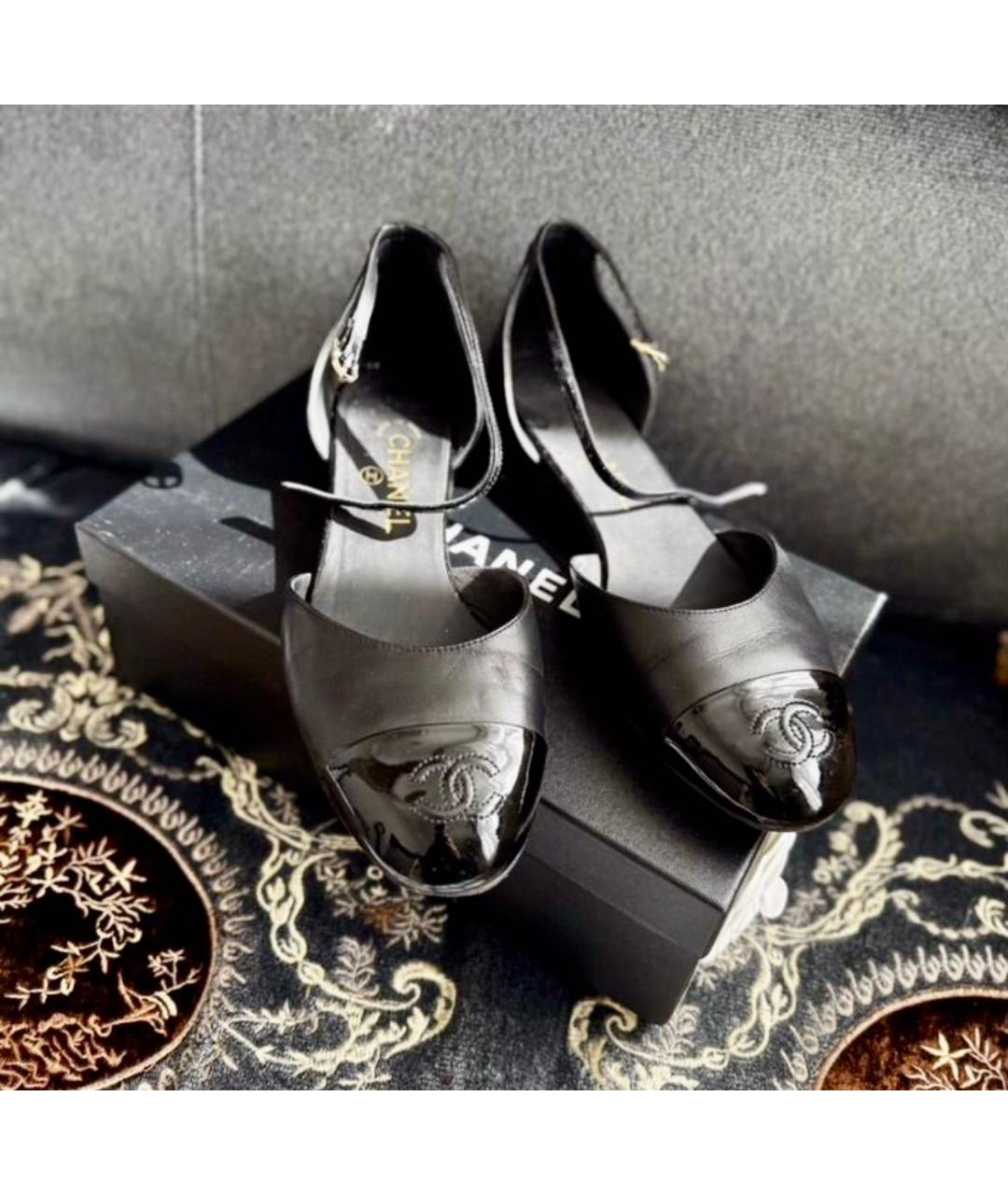 CHANEL Черные кожаные туфли, фото 4