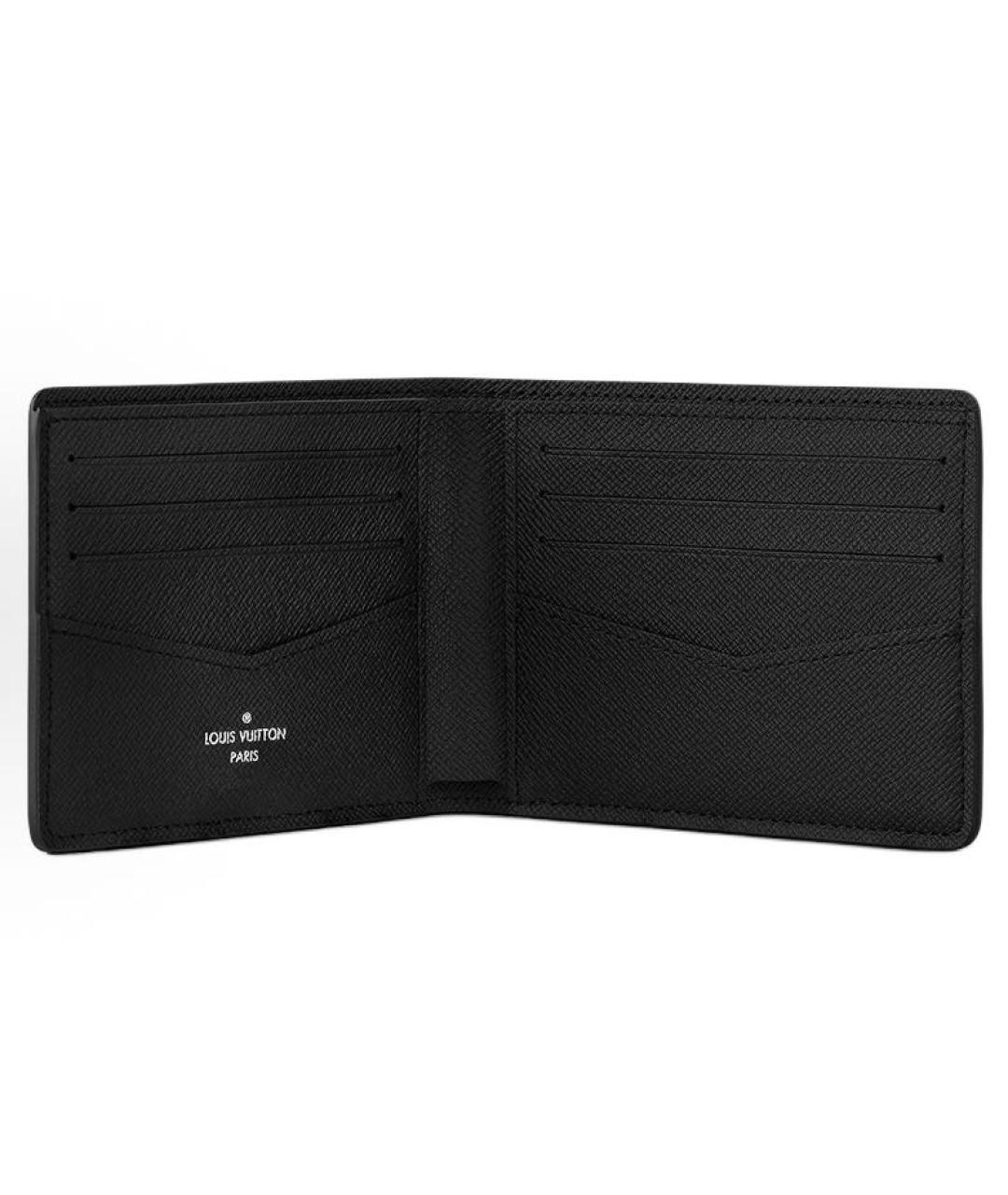 LOUIS VUITTON Черный кожаный кошелек, фото 3