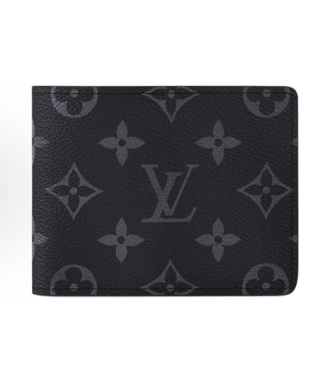 LOUIS VUITTON Черный кожаный кошелек, фото 2