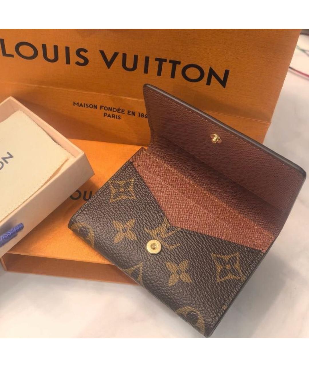 LOUIS VUITTON Коричневый кожаный кошелек, фото 6