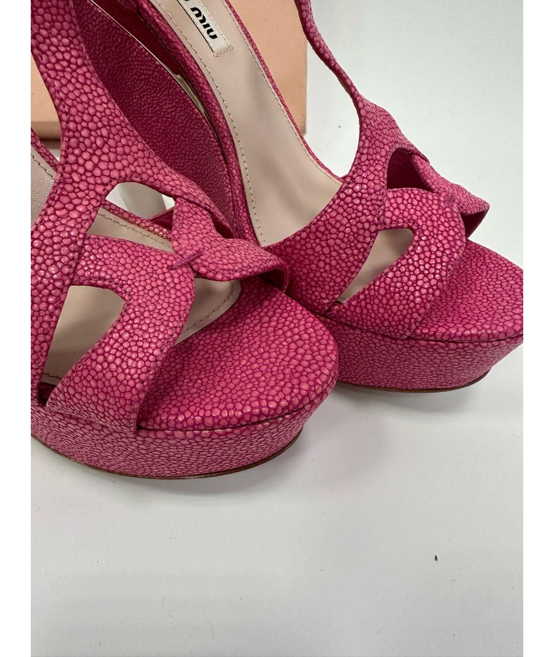 MIU MIU Розовые кожаные босоножки, фото 6