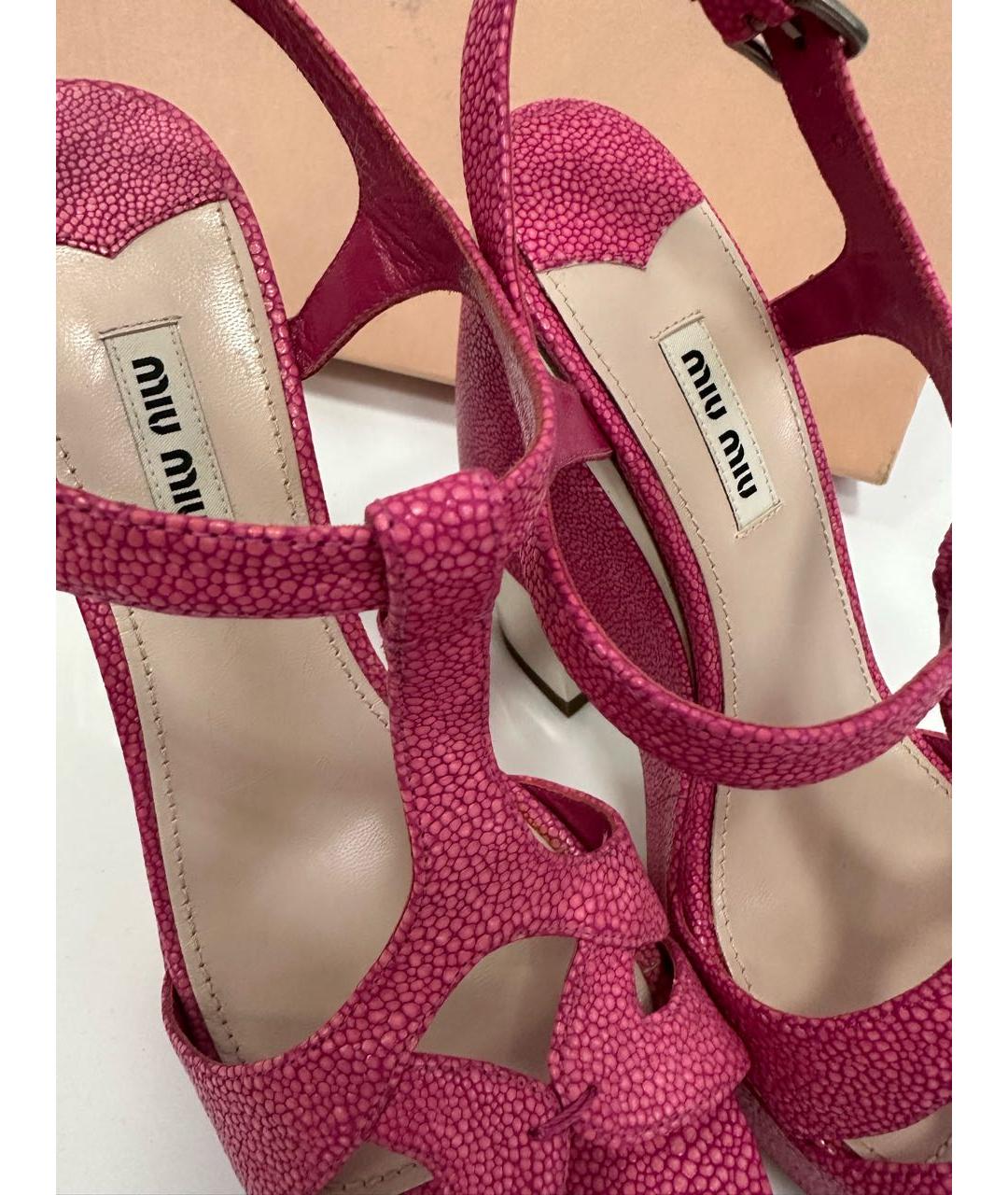MIU MIU Розовые кожаные босоножки, фото 3