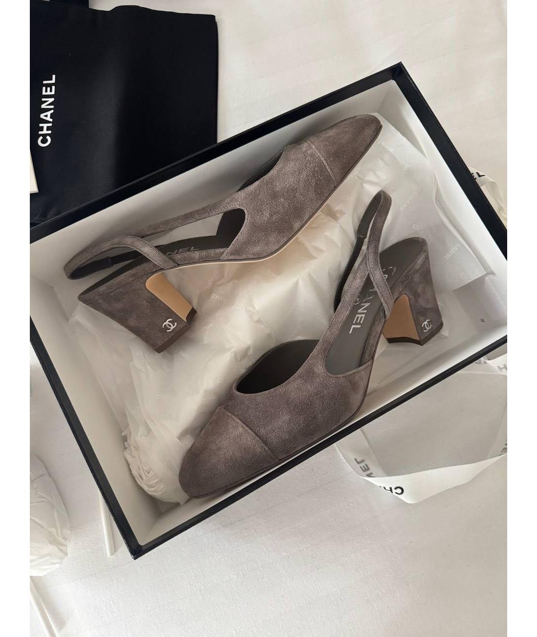 CHANEL Антрацитовые замшевые туфли, фото 3