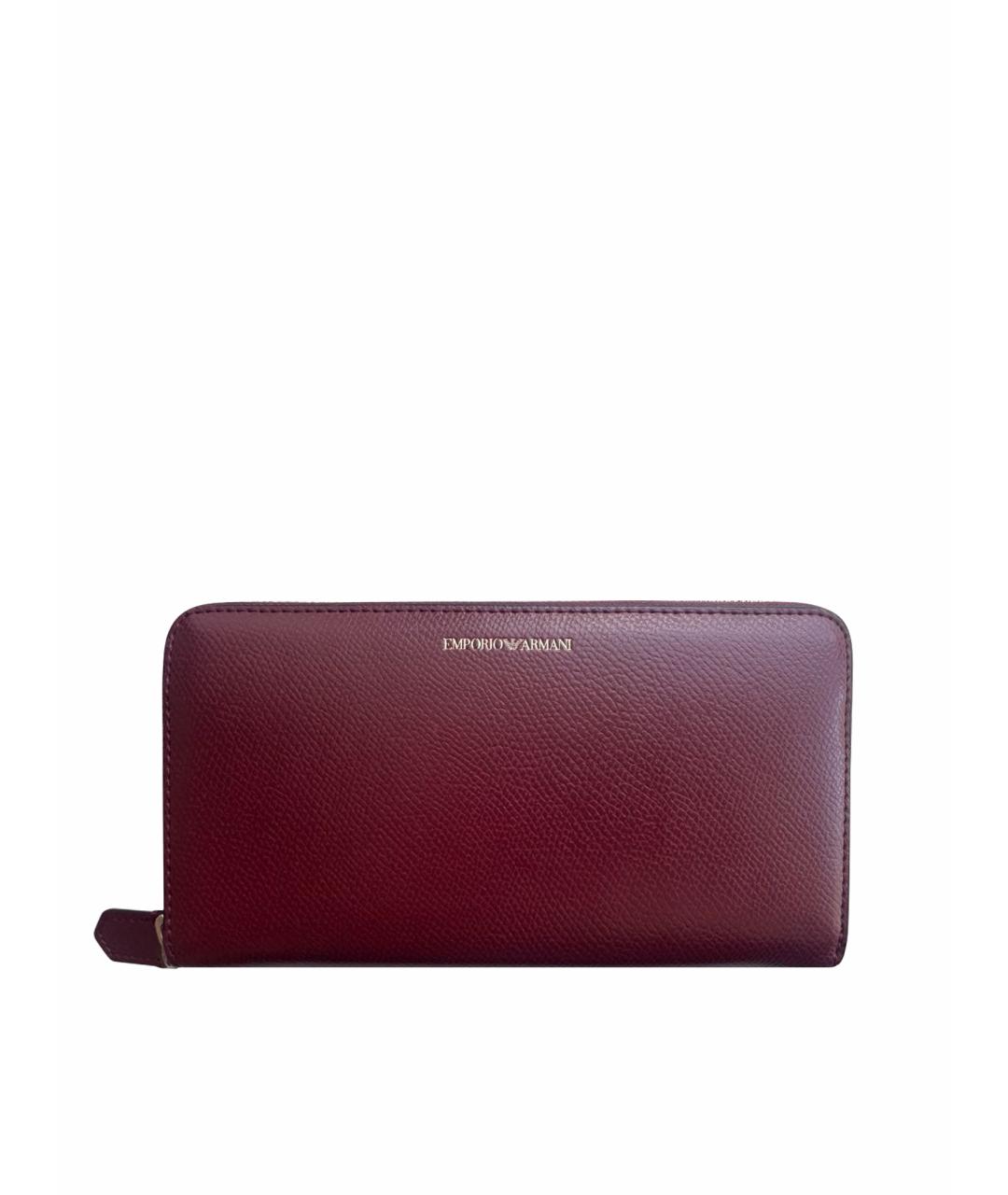 EMPORIO ARMANI Бордовый кожаный кошелек, фото 1