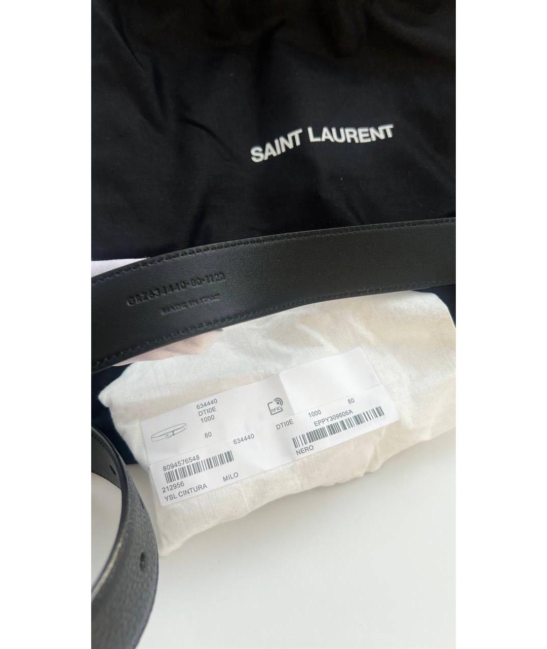 SAINT LAURENT Черный кожаный ремень, фото 7