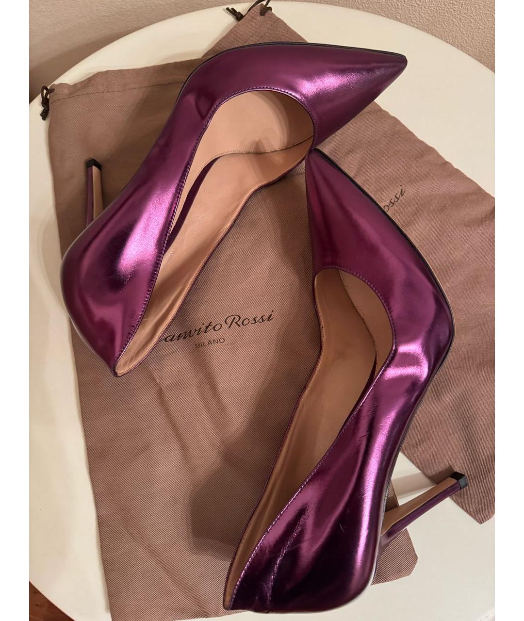 GIANVITO ROSSI Фиолетовые кожаные туфли, фото 5