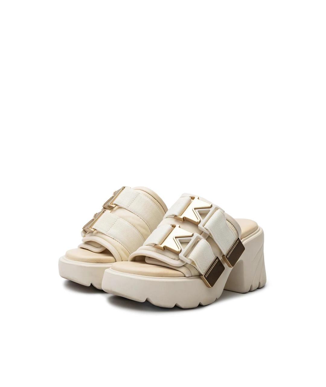 BOTTEGA VENETA Бежевые кожаные сабо, фото 2