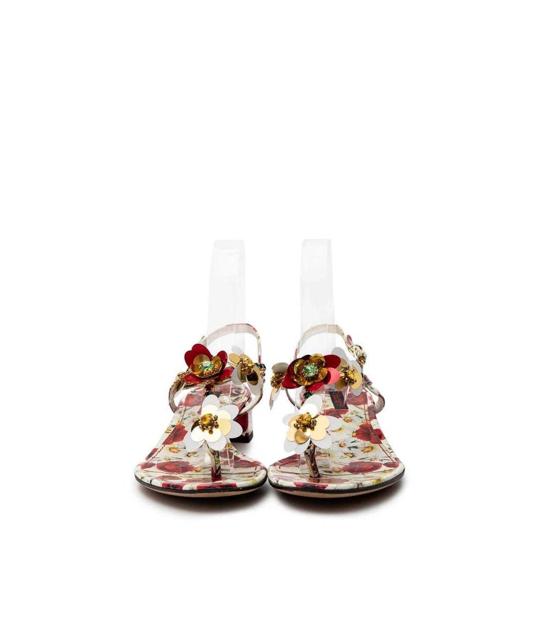 DOLCE&GABBANA Белые кожаные босоножки, фото 4
