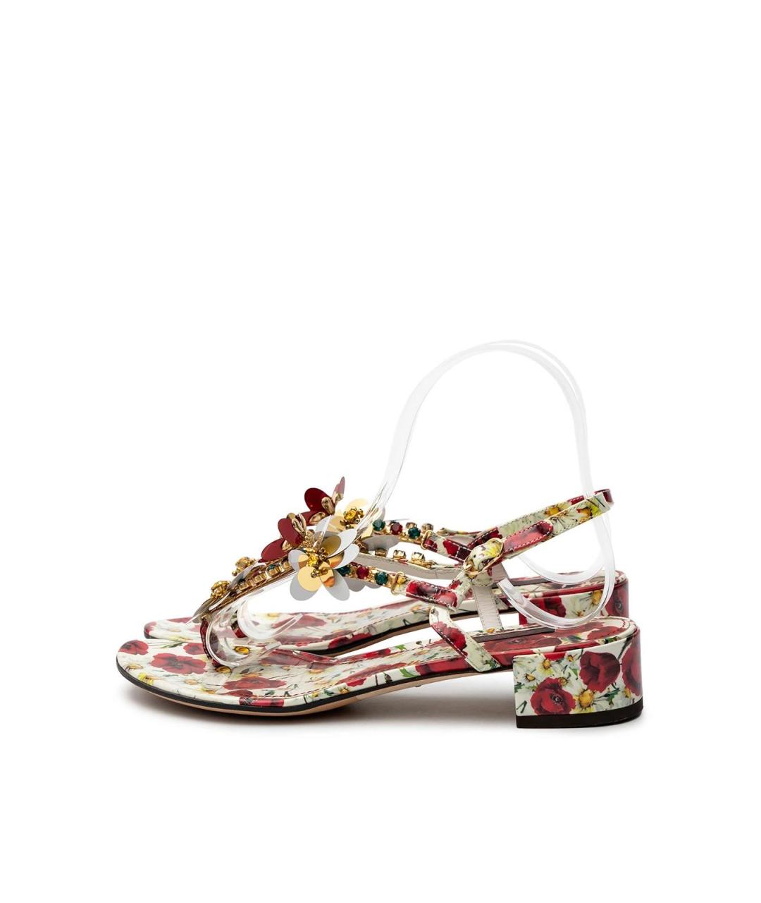 DOLCE&GABBANA Белые кожаные босоножки, фото 1