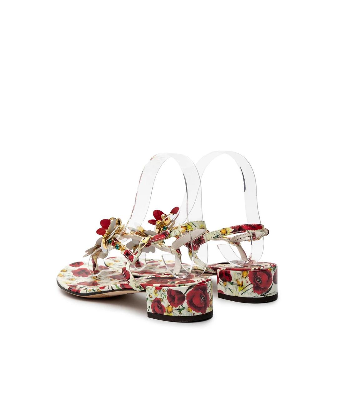 DOLCE&GABBANA Белые кожаные босоножки, фото 3