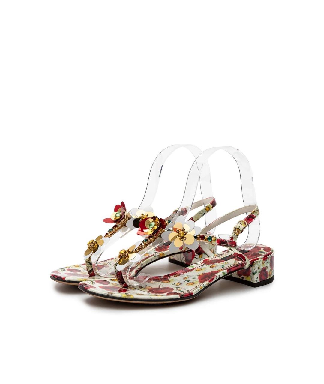 DOLCE&GABBANA Белые кожаные босоножки, фото 2