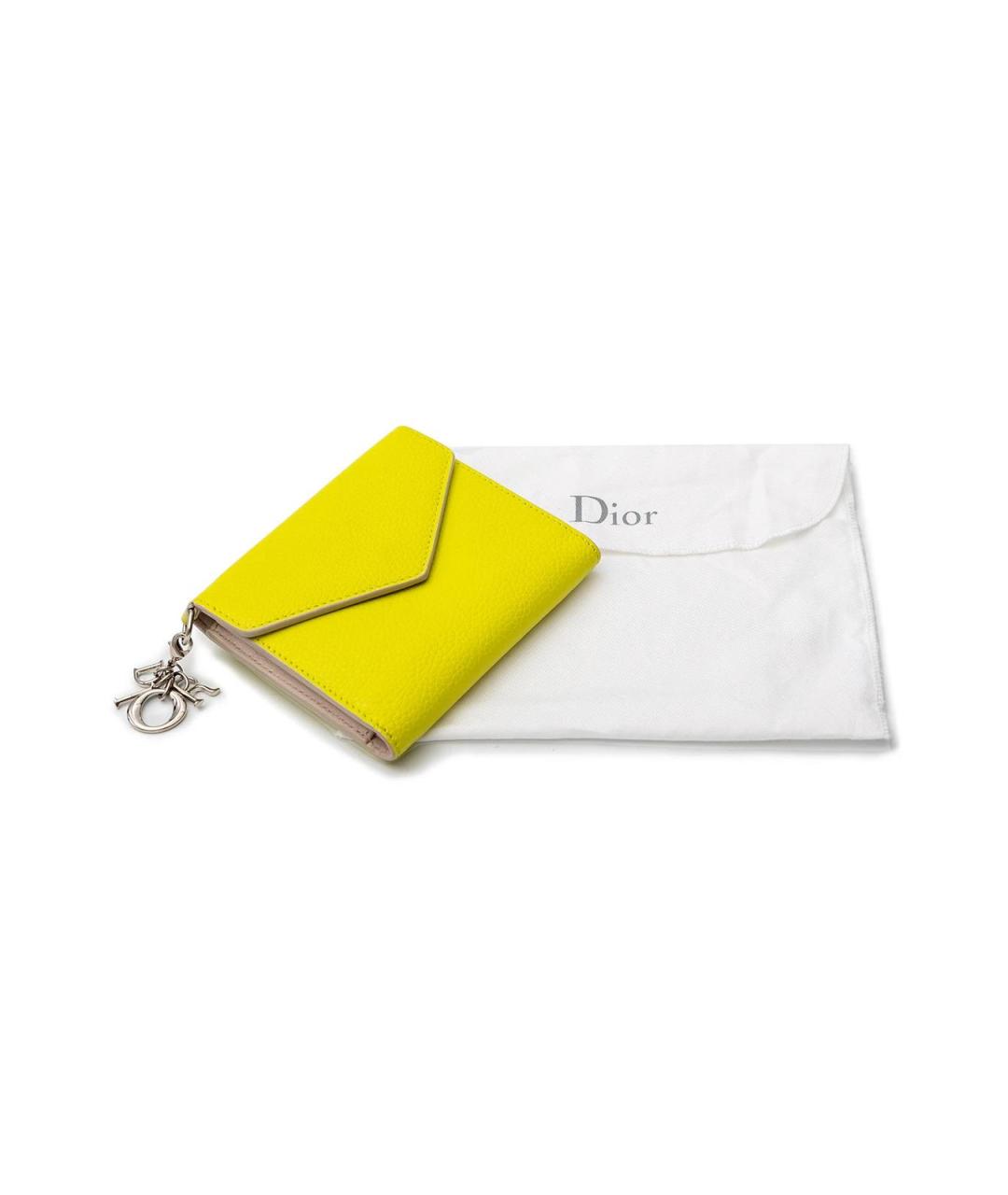 CHRISTIAN DIOR Желтый кожаный кошелек, фото 4