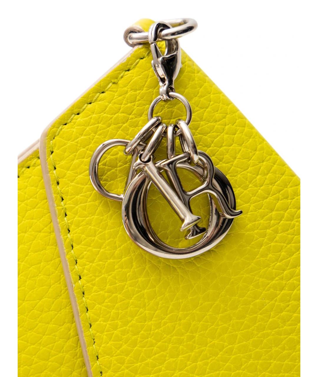 CHRISTIAN DIOR Желтый кожаный кошелек, фото 5