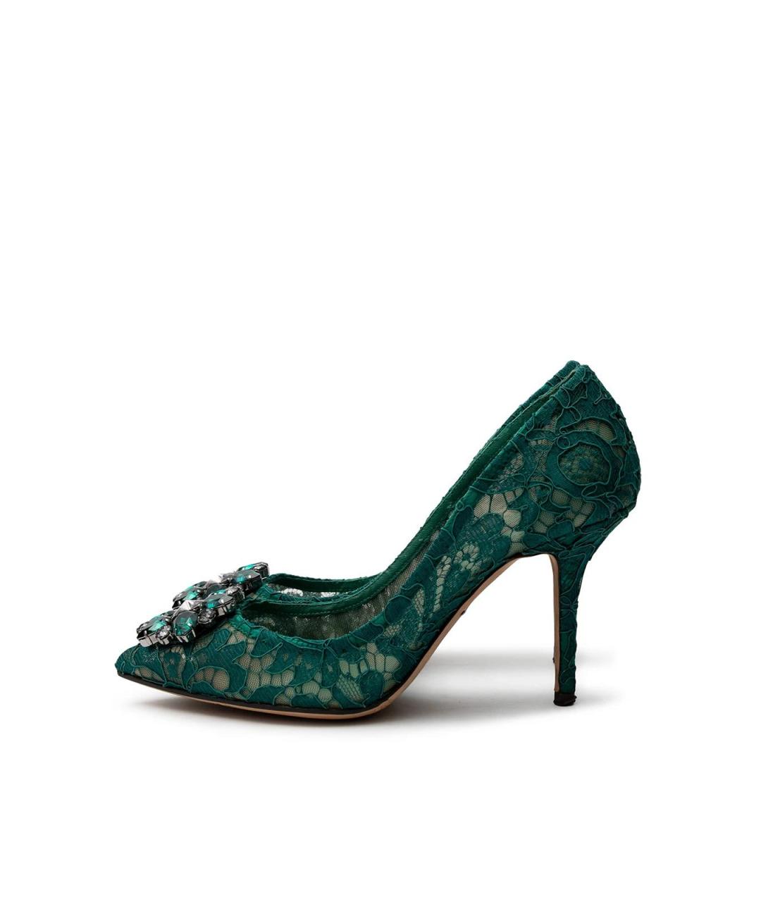 DOLCE&GABBANA Зеленые текстильные туфли, фото 5