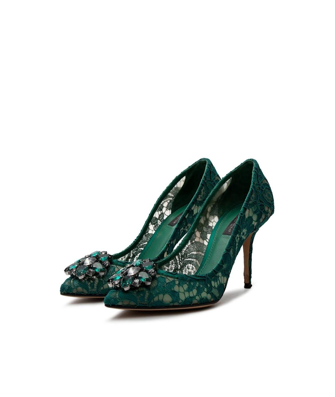 DOLCE&GABBANA Зеленые текстильные туфли, фото 2