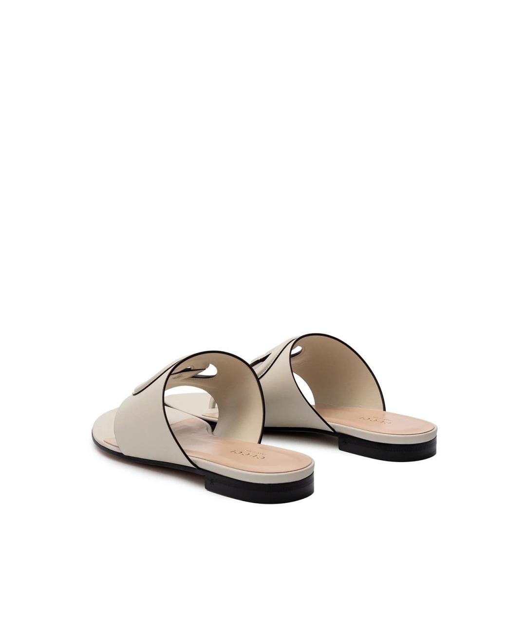 GUCCI Белые кожаные шлепанцы, фото 3