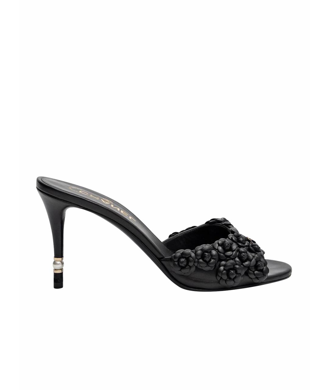 CHANEL Черные кожаные мюли, фото 1