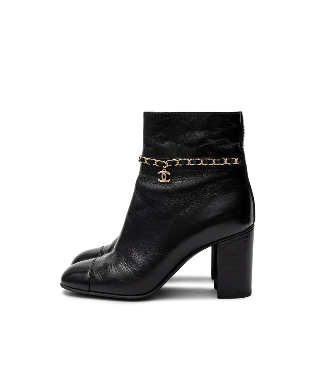 CHANEL Черные кожаные ботильоны, фото 5
