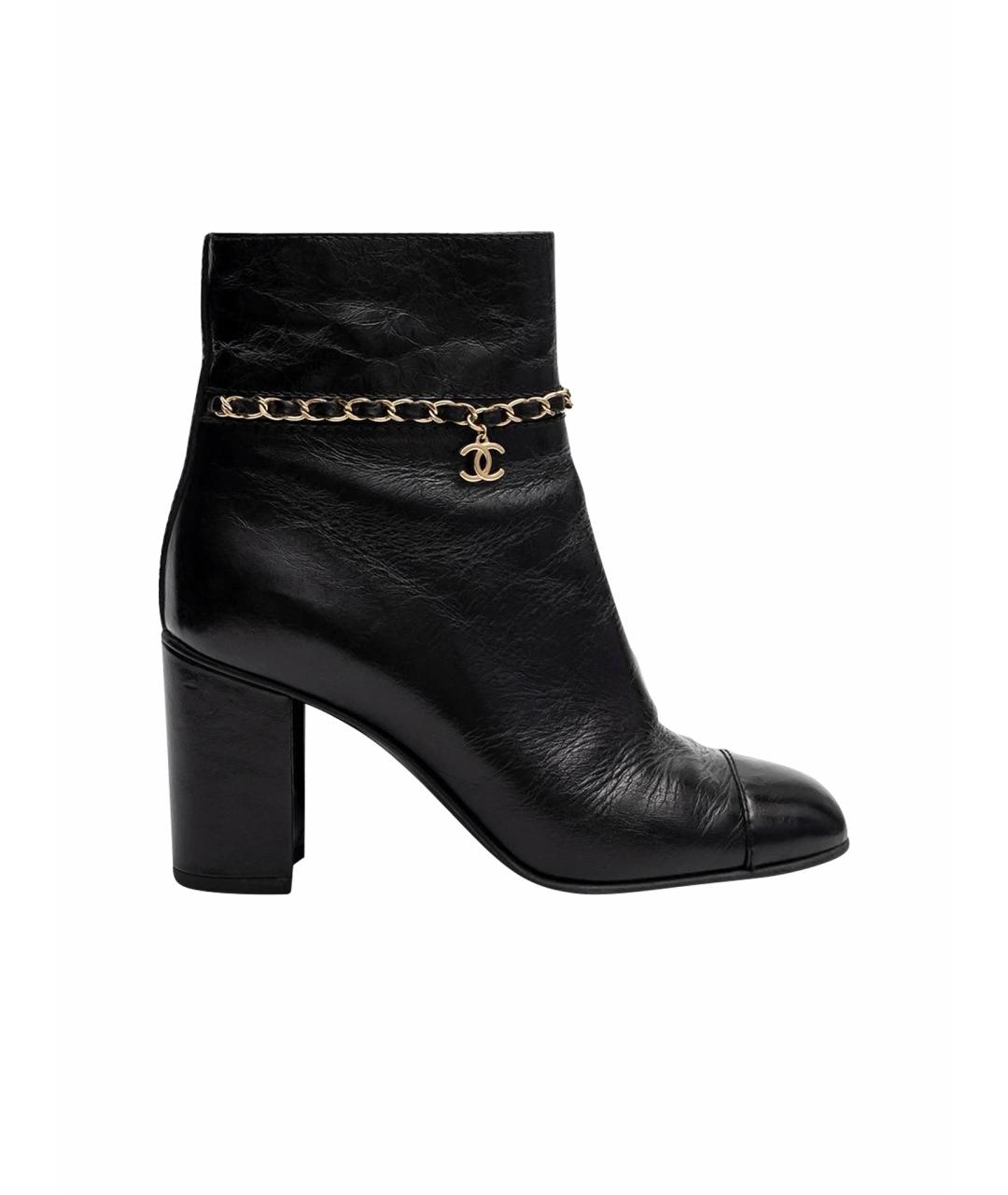 CHANEL Черные кожаные ботильоны, фото 1