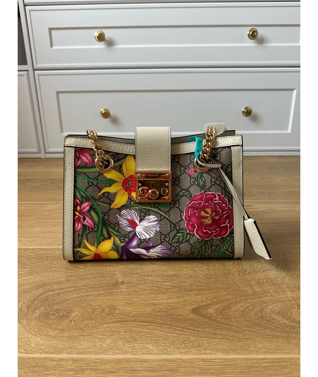 GUCCI Бежевая кожаная сумка тоут, фото 7