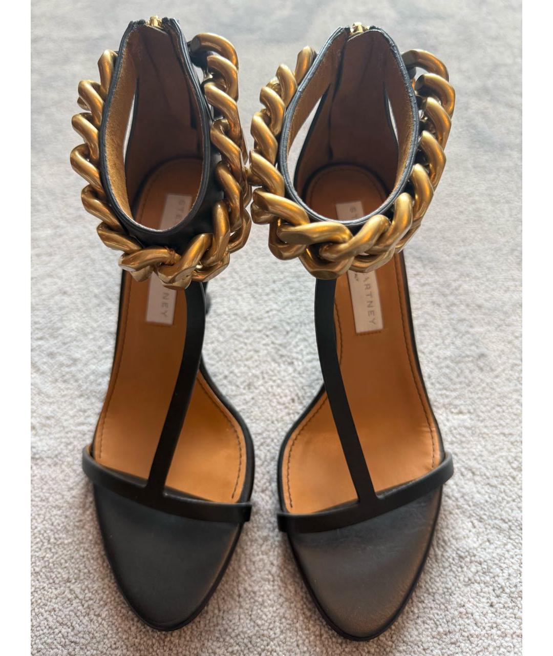 STELLA MCCARTNEY Черные кожаные босоножки, фото 2