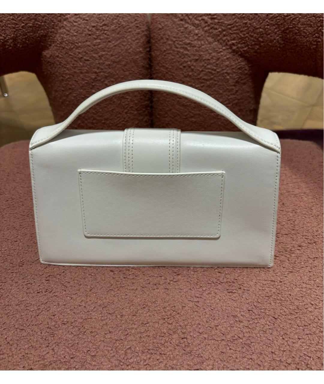 JACQUEMUS Белая кожаная сумка с короткими ручками, фото 3