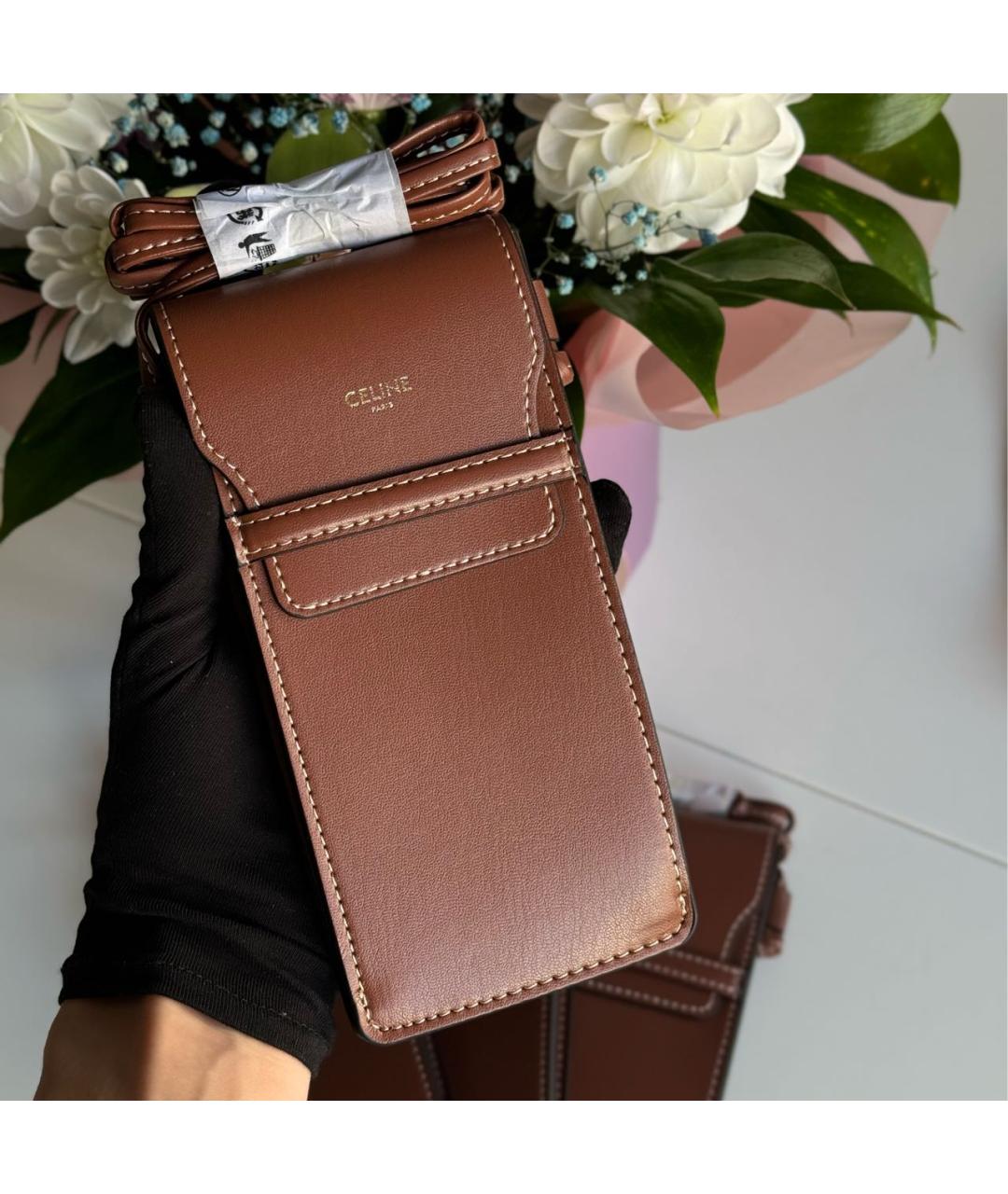 CELINE Коричневая сумка через плечо из искусственной кожи, фото 2